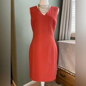 White House Black Market Coral Cross-Seam Sheath - Sz 6